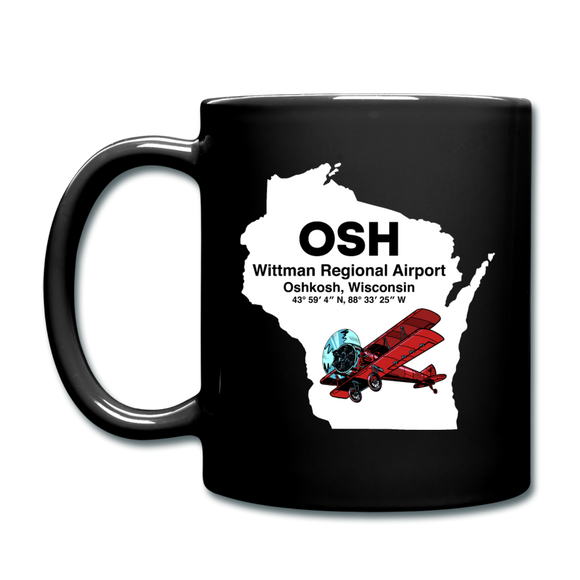 OSH - Wittman Regional - State - Biplane - Full Color Mug - black