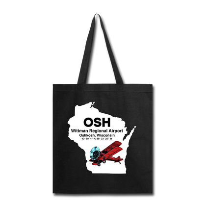 OSH - Wittman Regional - State - Biplane - Tote Bag - black