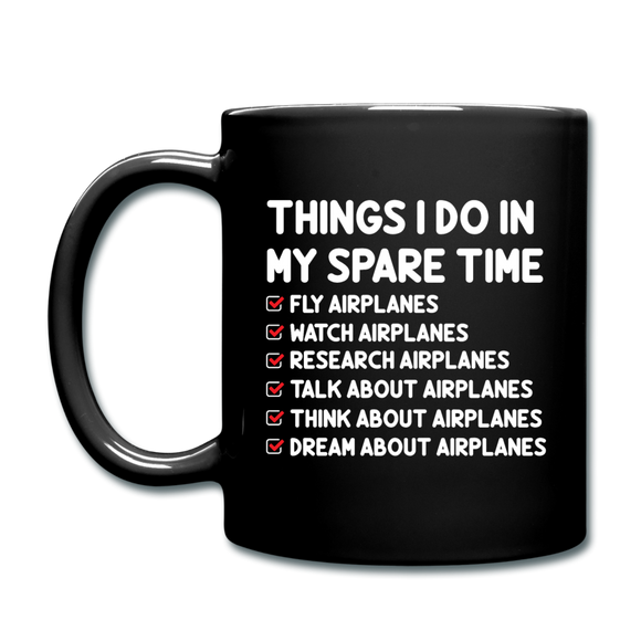 Things I Do - Airplanes - Full Color Mug - black