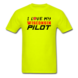 I Love My Wisconsin Pilot - Unisex Classic T-Shirt - safety green