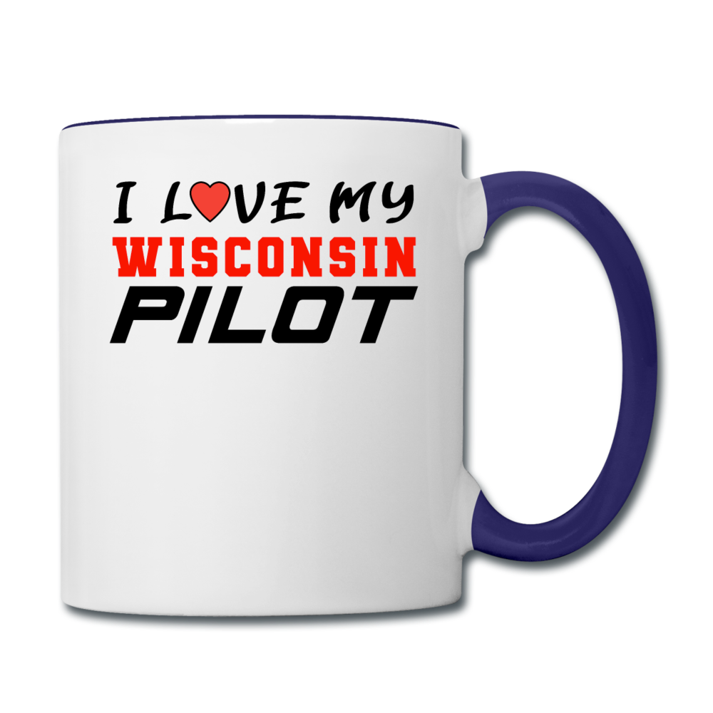 I Love My Wisconsin Pilot - Contrast Coffee Mug - white/cobalt blue