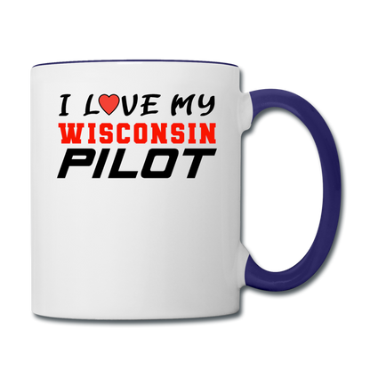 I Love My Wisconsin Pilot - Contrast Coffee Mug - white/cobalt blue