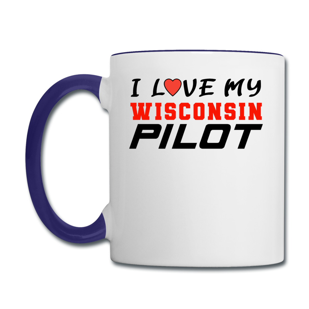 I Love My Wisconsin Pilot - Contrast Coffee Mug - white/cobalt blue