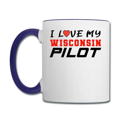 I Love My Wisconsin Pilot - Contrast Coffee Mug - white/cobalt blue