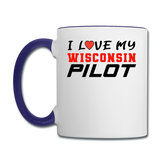 I Love My Wisconsin Pilot - Contrast Coffee Mug - white/cobalt blue