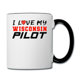 I Love My Wisconsin Pilot - Contrast Coffee Mug - white/black