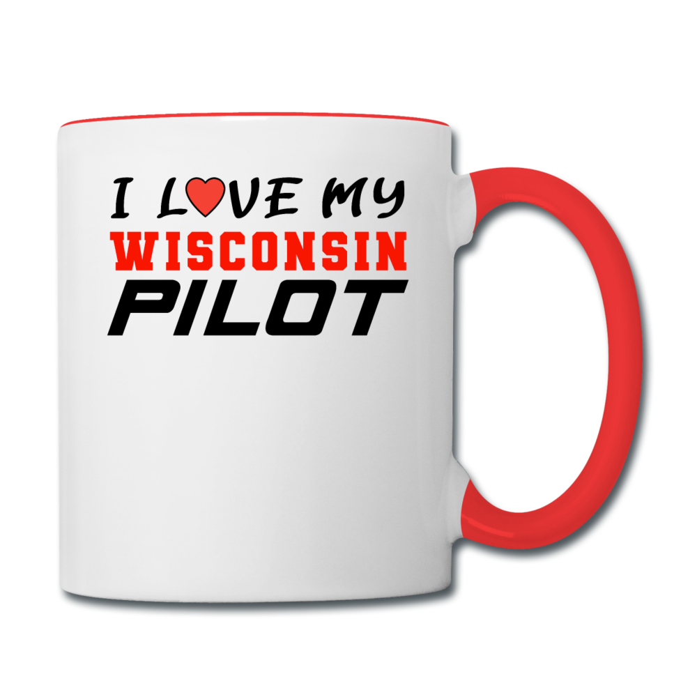 I Love My Wisconsin Pilot - Contrast Coffee Mug - white/red