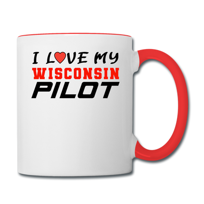 I Love My Wisconsin Pilot - Contrast Coffee Mug - white/red