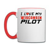 I Love My Wisconsin Pilot - Contrast Coffee Mug - white/red