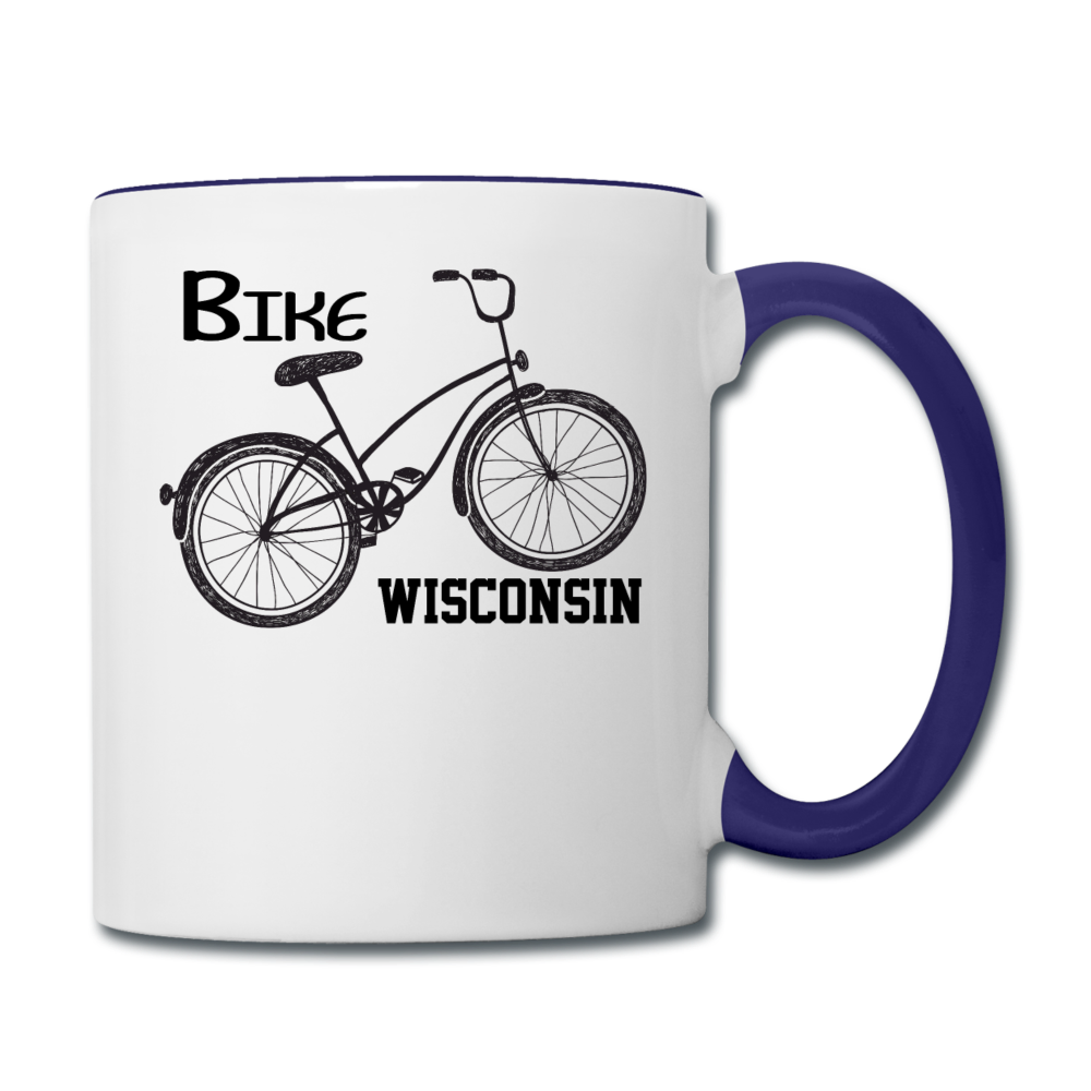 Bike Wisconsin - Black - Contrast Coffee Mug - white/cobalt blue