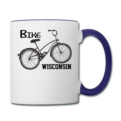 Bike Wisconsin - Black - Contrast Coffee Mug - white/cobalt blue