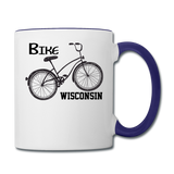 Bike Wisconsin - Black - Contrast Coffee Mug - white/cobalt blue