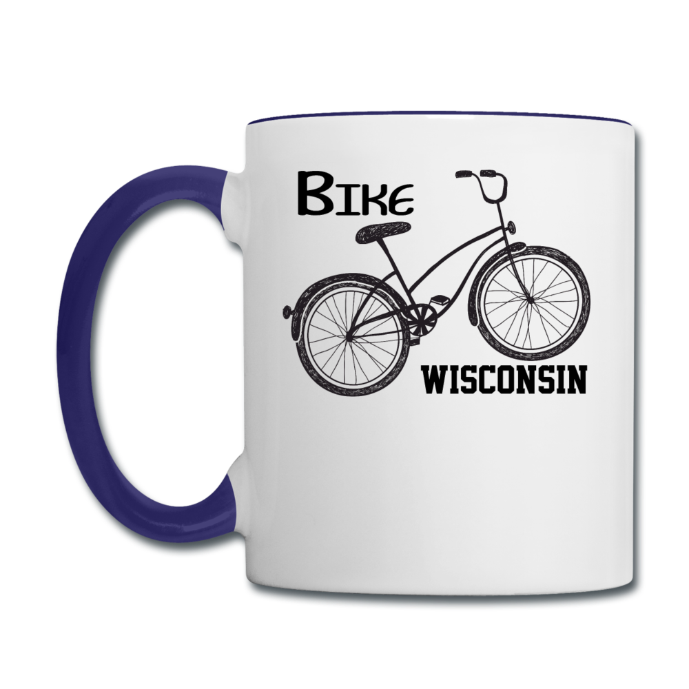 Bike Wisconsin - Black - Contrast Coffee Mug - white/cobalt blue