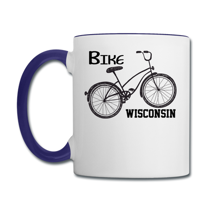 Bike Wisconsin - Black - Contrast Coffee Mug - white/cobalt blue