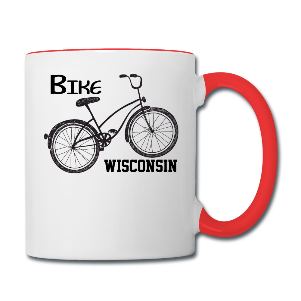 Bike Wisconsin - Black - Contrast Coffee Mug - white/red