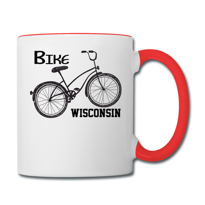 Bike Wisconsin - Black - Contrast Coffee Mug - white/red