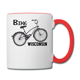 Bike Wisconsin - Black - Contrast Coffee Mug - white/red
