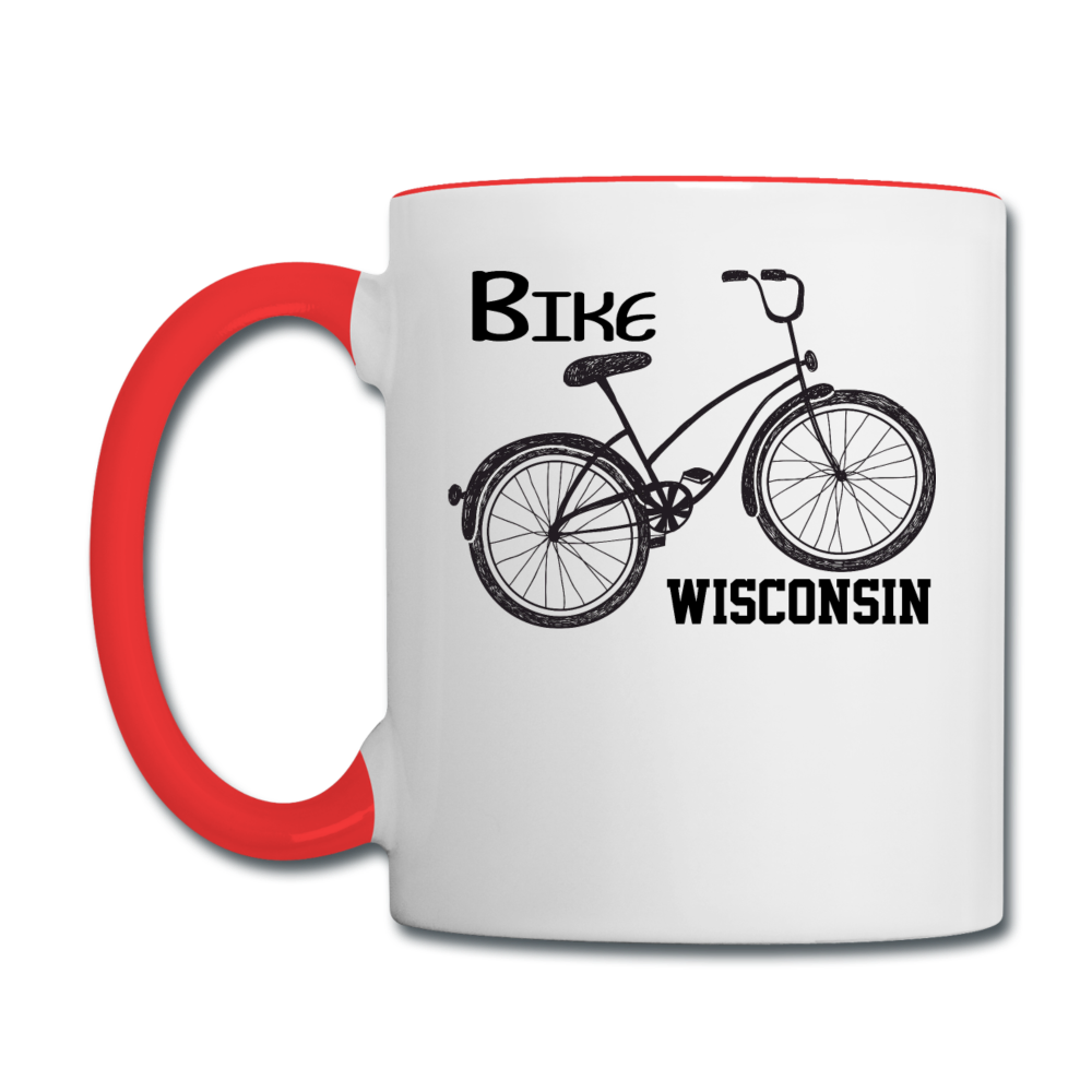 Bike Wisconsin - Black - Contrast Coffee Mug - white/red