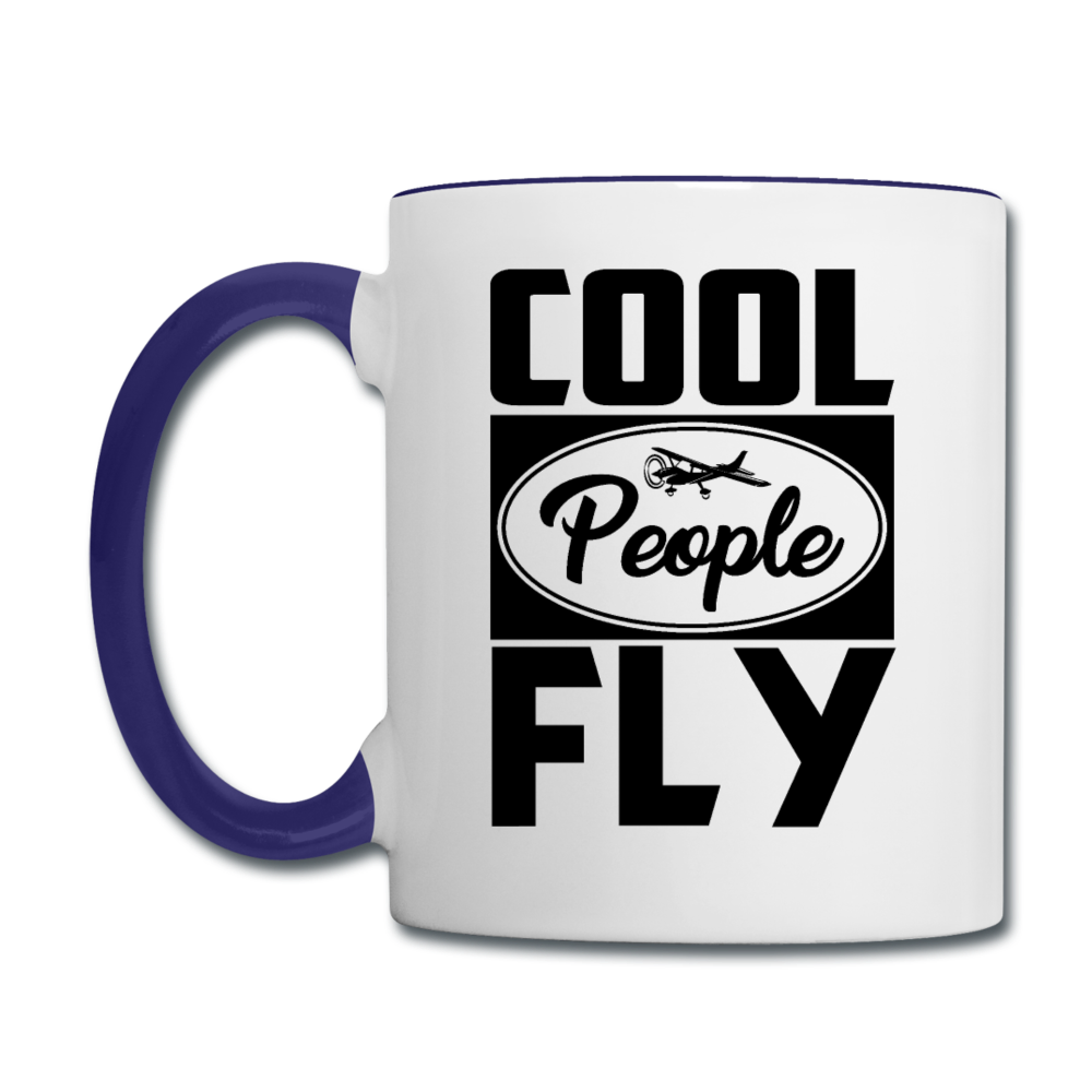 Cool People Fly - Black - Contrast Coffee Mug - white/cobalt blue