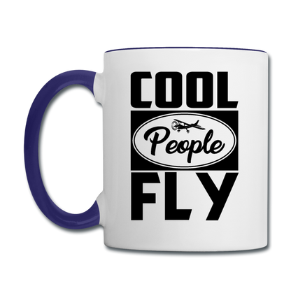 Cool People Fly - Black - Contrast Coffee Mug - white/cobalt blue