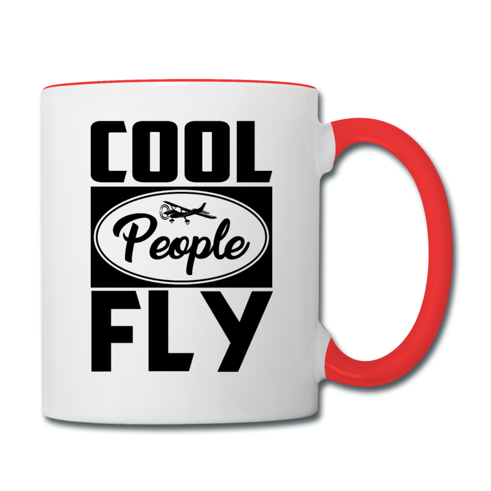 Cool People Fly - Black - Contrast Coffee Mug - white/red