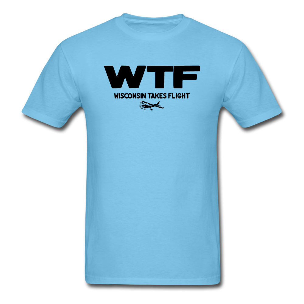 WTF - Wisconsin Takes Flight - Black - v2 - Unisex Classic T-Shirt - aquatic blue