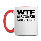 WTF - Wisconsin Takes Flight - Black - v1 - Contrast Coffee Mug - white/red