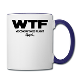 WTF - Wisconsin Takes Flight - Black - v2 - Contrast Coffee Mug - white/cobalt blue