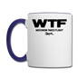 WTF - Wisconsin Takes Flight - Black - v2 - Contrast Coffee Mug - white/cobalt blue