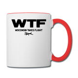 WTF - Wisconsin Takes Flight - Black - v2 - Contrast Coffee Mug - white/red
