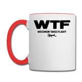 WTF - Wisconsin Takes Flight - Black - v2 - Contrast Coffee Mug - white/red
