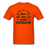 Men Get Older, Toys Get More Expensive - Black - Unisex Classic T-Shirt - orange