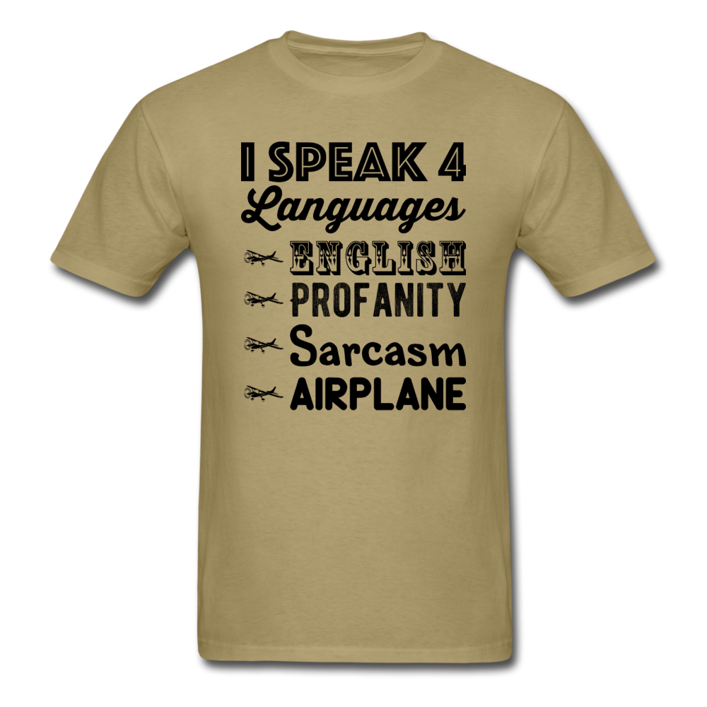 Speak 4 Languages - Airplane - Unisex Classic T-Shirt - khaki