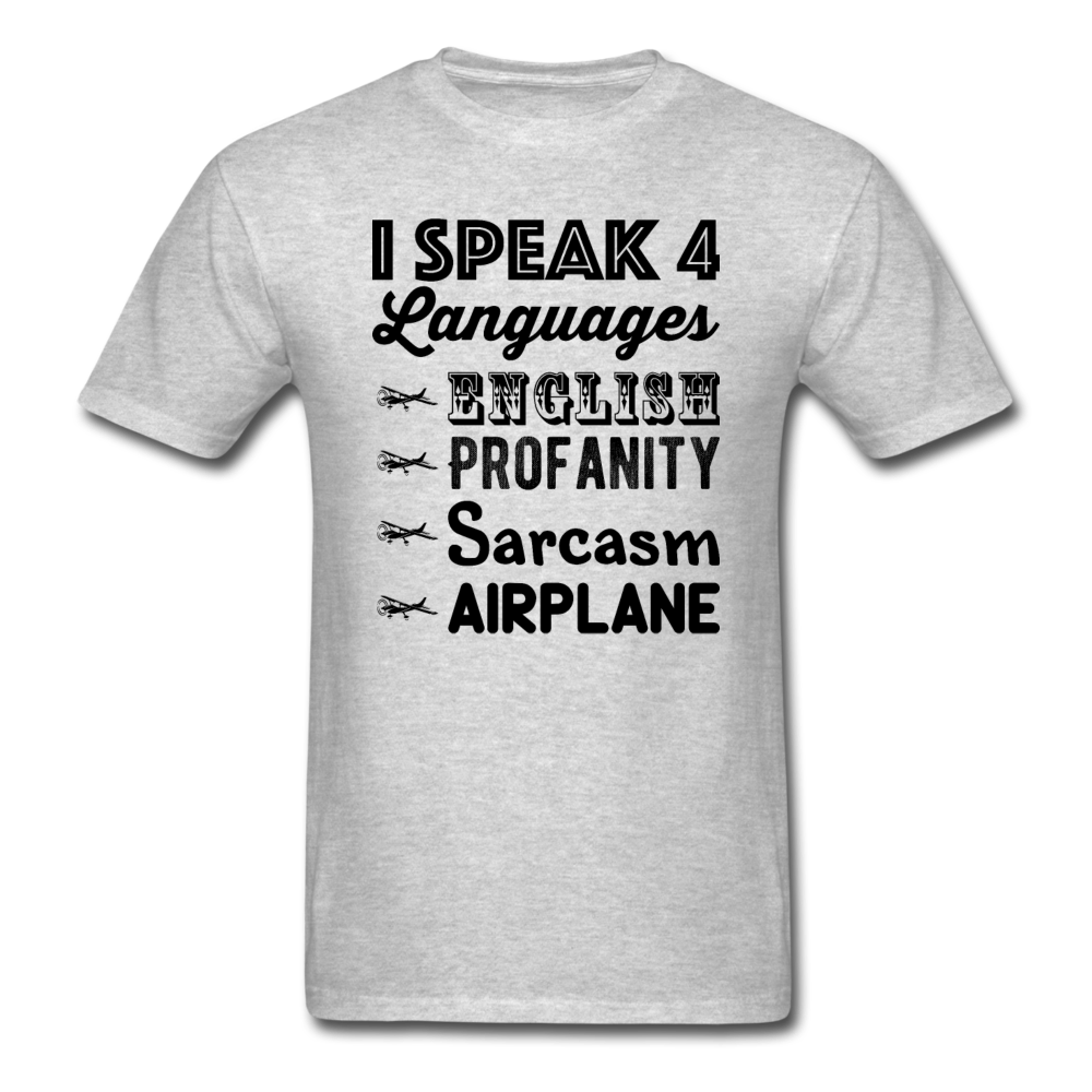 Speak 4 Languages - Airplane - Unisex Classic T-Shirt - heather gray