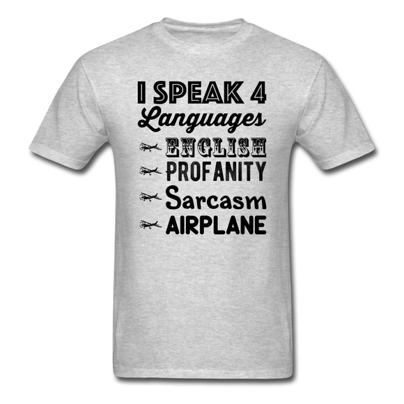 Speak 4 Languages - Airplane - Unisex Classic T-Shirt - heather gray