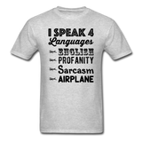Speak 4 Languages - Airplane - Unisex Classic T-Shirt - heather gray