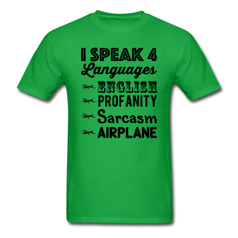 Speak 4 Languages - Airplane - Unisex Classic T-Shirt - bright green