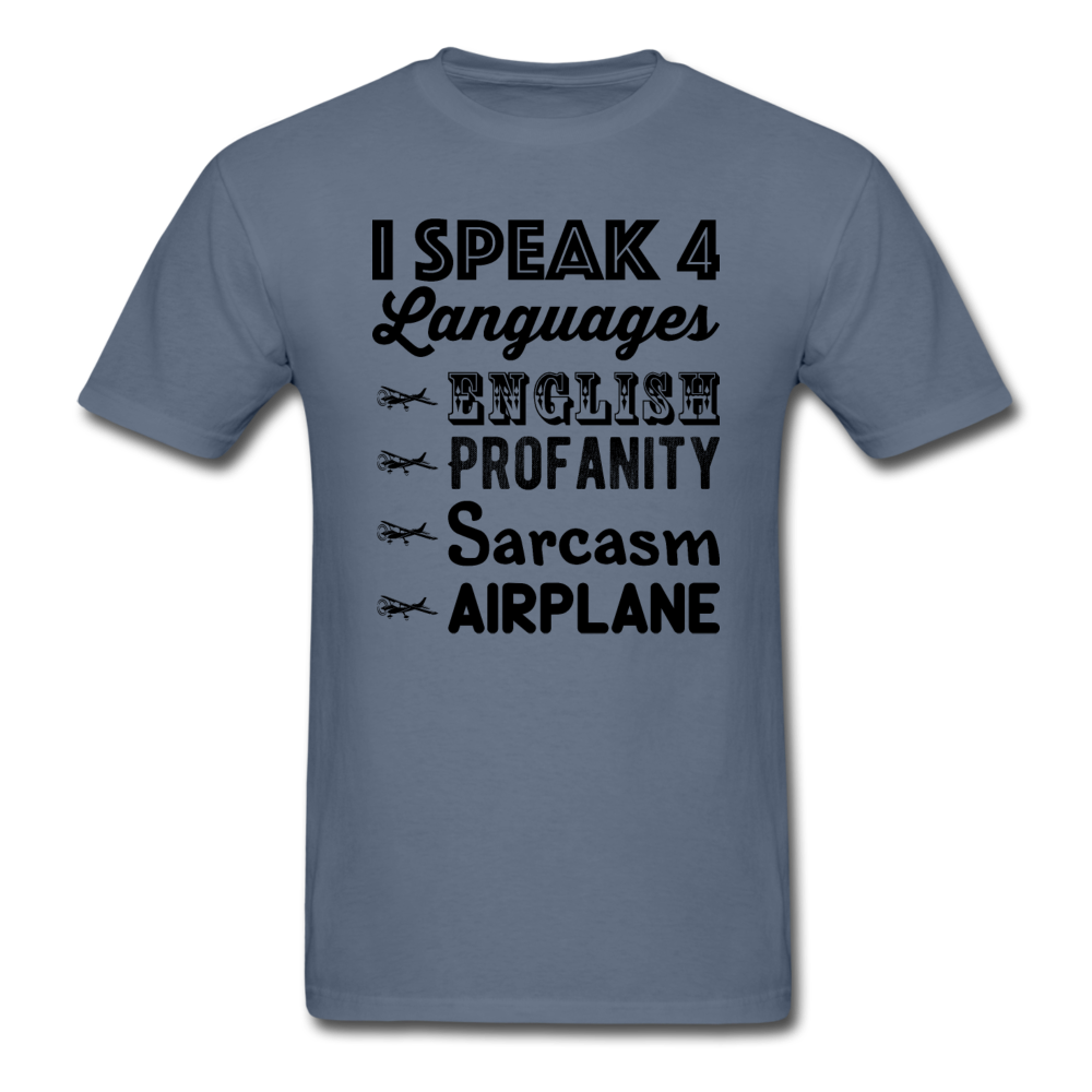 Speak 4 Languages - Airplane - Unisex Classic T-Shirt - denim