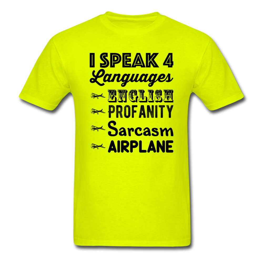 Speak 4 Languages - Airplane - Unisex Classic T-Shirt - safety green