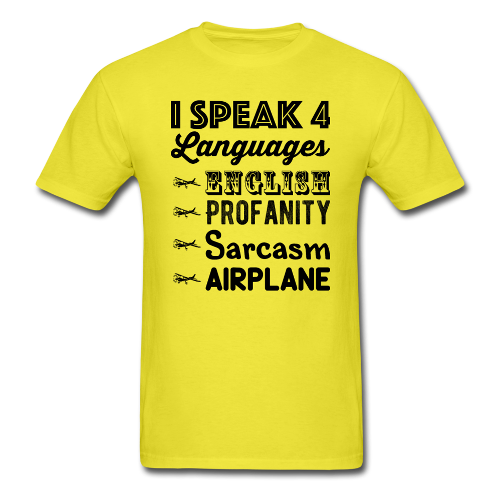 Speak 4 Languages - Airplane - Unisex Classic T-Shirt - yellow