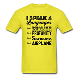 Speak 4 Languages - Airplane - Unisex Classic T-Shirt - yellow