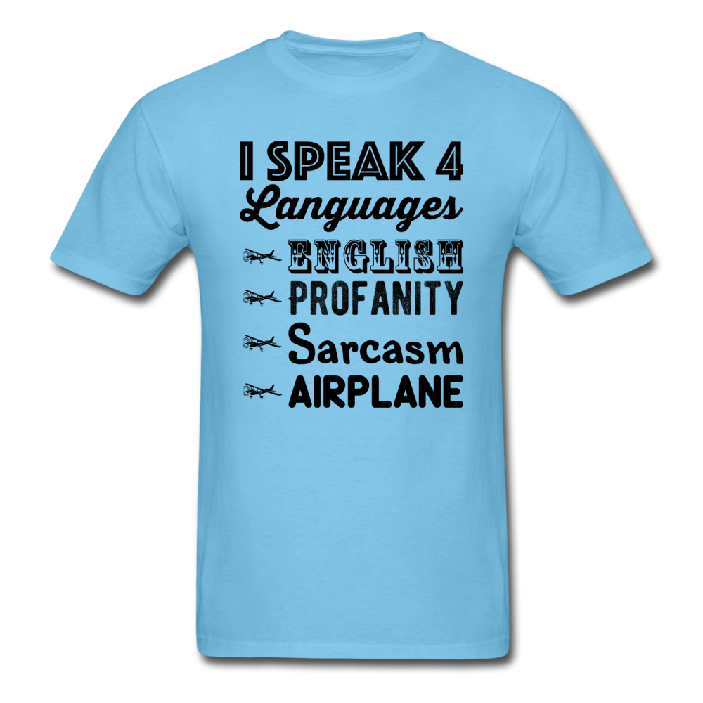 Speak 4 Languages - Airplane - Unisex Classic T-Shirt - aquatic blue