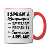 Speak 4 Languages - Airplane - Contrast Coffee Mug - white/red