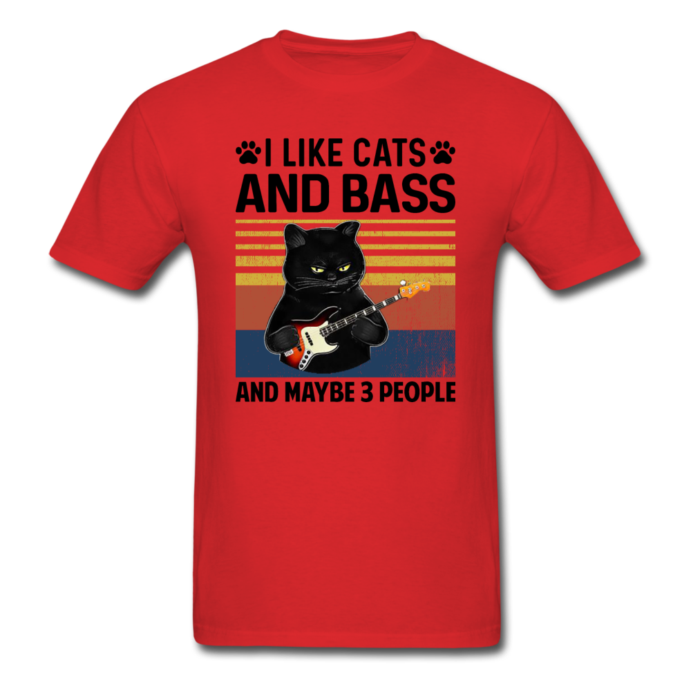 I Like Cats, Bass And 3 People - Unisex Classic T-Shirt - red