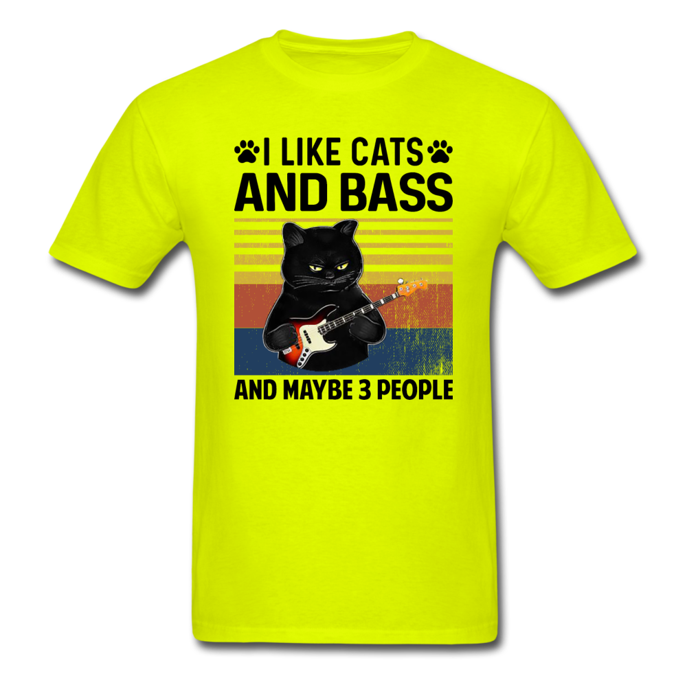 I Like Cats, Bass And 3 People - Unisex Classic T-Shirt - safety green