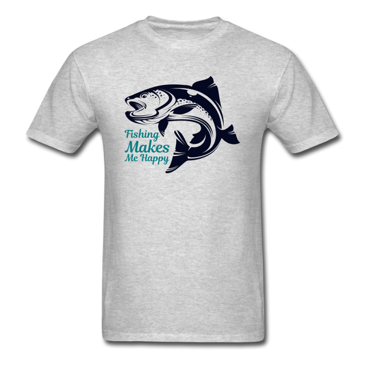 Fishing Makes Me Happy - Unisex Classic T-Shirt - heather gray