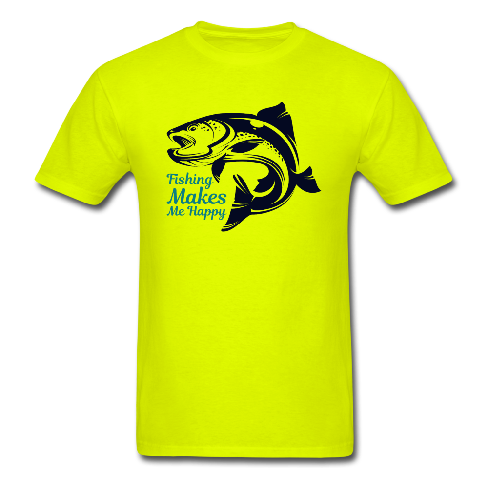 Fishing Makes Me Happy - Unisex Classic T-Shirt - safety green