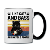 I Like Cats, Bass And 3 People - Contrast Coffee Mug - white/black