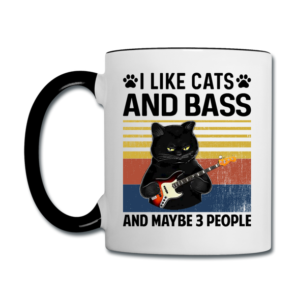 I Like Cats, Bass And 3 People - Contrast Coffee Mug - white/black