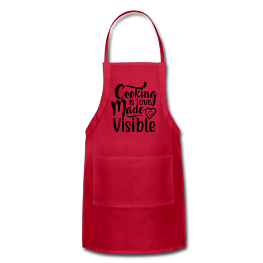 Cooking Is Love Made Visible - Black - Adjustable Apron - red